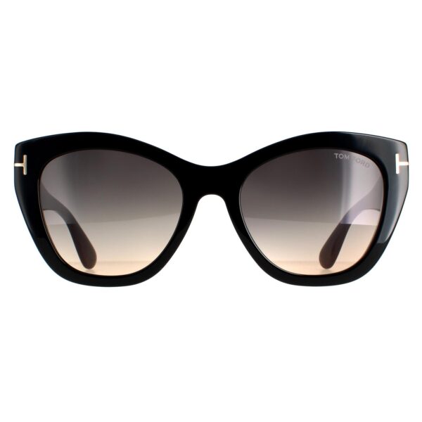 Tom Ford Cat Eye Womens Shiny Black Smoke Grey Gradient FT0940 Cara Sunglasses - One Size