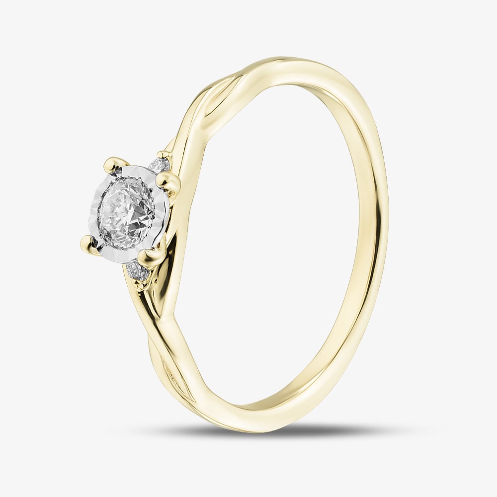 9ct Yellow Gold 0.20ct Diamond Twist Band Ring 31558YW/20-10 N