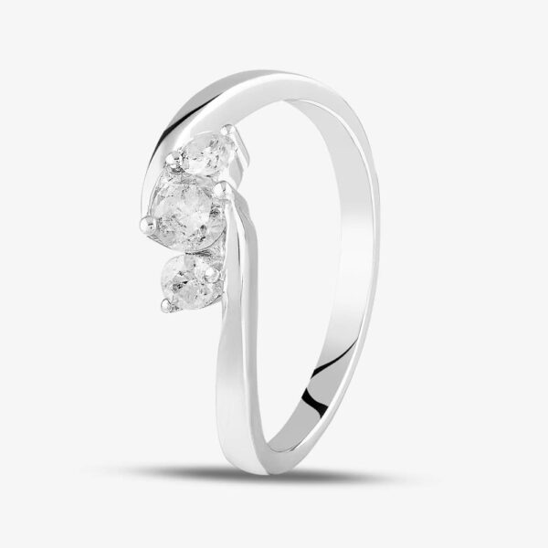 9ct White Gold 0.33ct Three Stone Diamond Crossover Ring PR05257W P