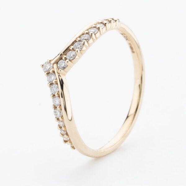 9ct Yellow Gold Brilliant Cut Diamond Twist Wishbone Ring 50M67/20-10 Q