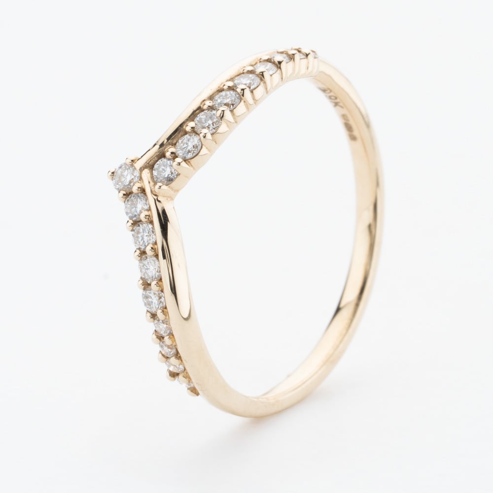 9ct Yellow Gold Brilliant Cut Diamond Twist Wishbone Ring 50M67/20-10 Q