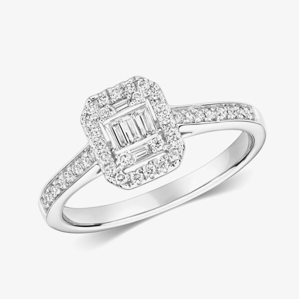 Gold Impression 9ct White Gold 0.33ct Diamond Cluster Ring RD695W
