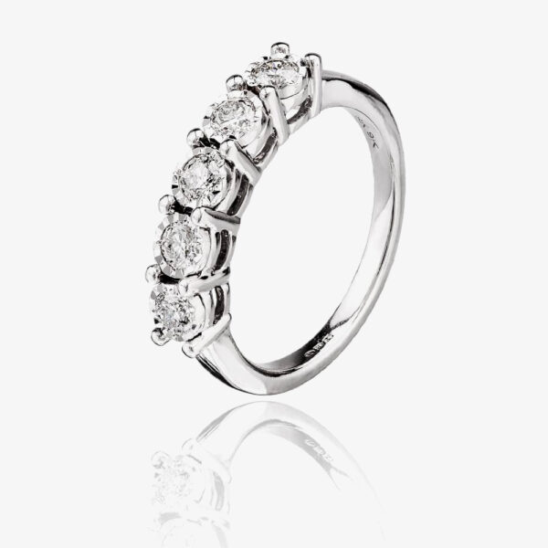 9ct White Gold 0.50ct Diamond Five Stone Ring THR26487-50 N