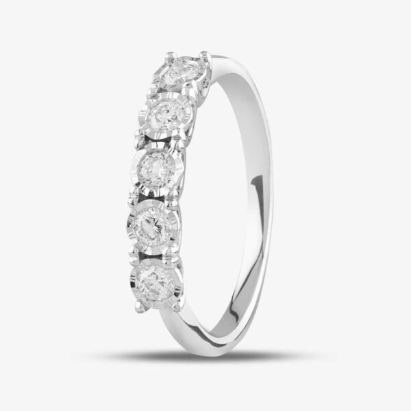 9ct White Gold 0.33ct Brilliant Cut Diamond Half Eternity Ring 50M02W/33-10 O