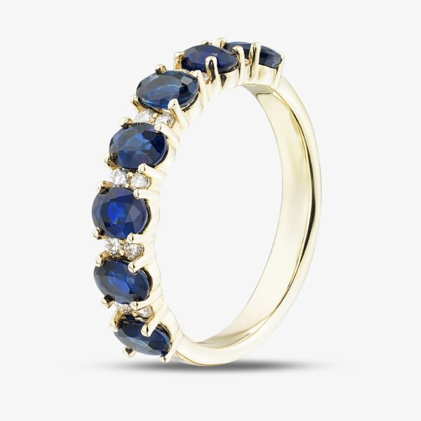 9ct Yellow Gold Oval Cut Sapphire & Brilliant Cut Diamond Half Eternity Ring 50M50-10 SAPH Q