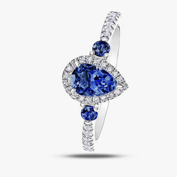 9ct White Gold Sapphire 0.42ct Diamond Ring 30830WG-10 O