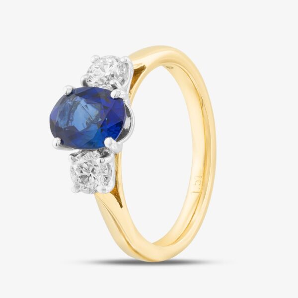 18ct Yellow Gold 1.51ct Oval Cut Sapphire & 0.51ct Brilliant Cut Diamond Shoulder Set Solitaire Ring 22207J