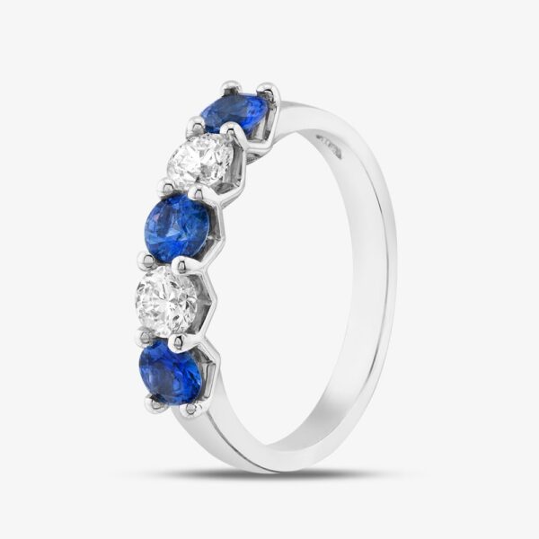 Platinum Brilliant Cut Sapphire & Diamond Five Stone Ring 22707 N