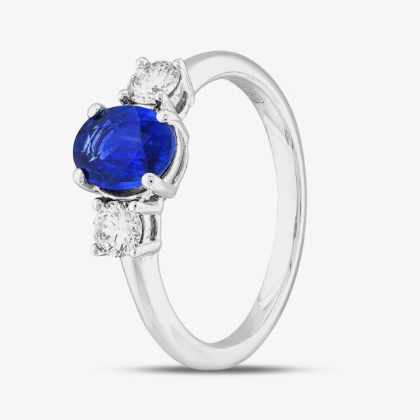 Certified 18ct White Gold 1.27ct Oval Cut Sapphire & 0.40ct Brilliant Cut Diamond Ring DSR9034-18W-G/VS P