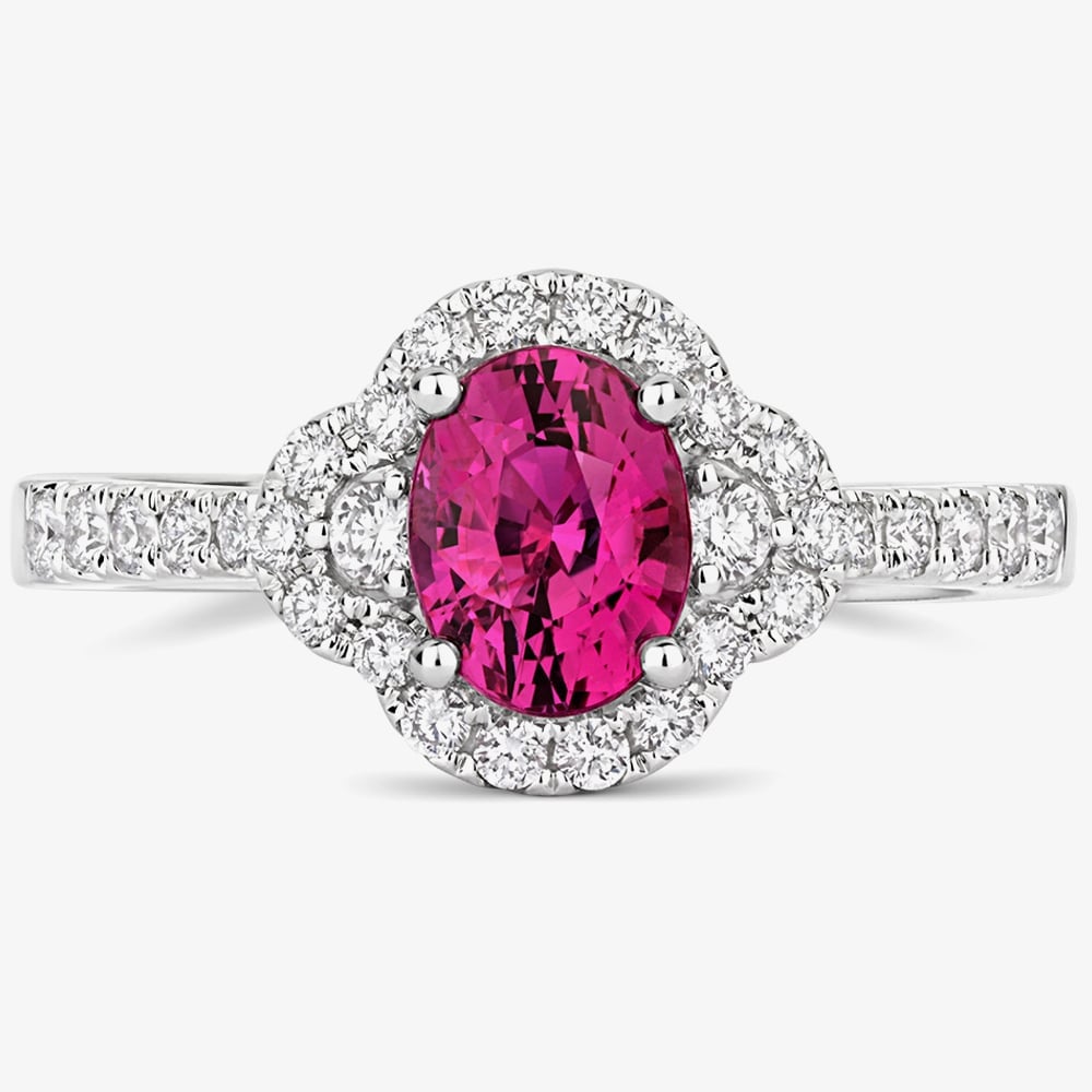 Tivon 18ct White Gold Pink Sapphire & Diamond Cluster Ring RW-1714-PS N