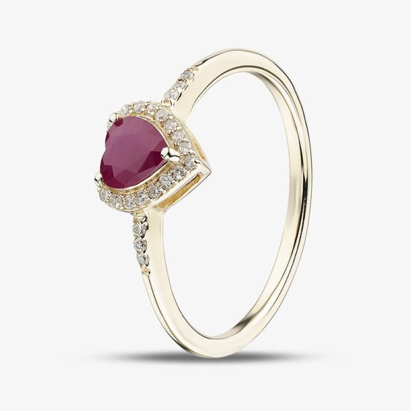 Gold Impression 9ct Yellow Gold Ruby & Diamond Heart Cluster Ring RJR04754-R Q