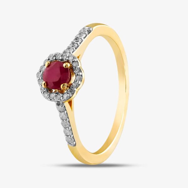 9ct Yellow Gold Ruby & Diamond Halo Ring OJR1701-R L
