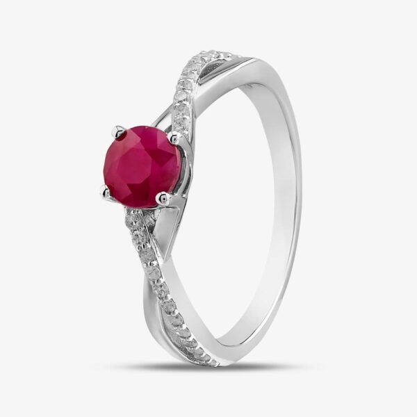 9ct White Gold Ruby & Diamond Crossover Ring OJR1703-R L