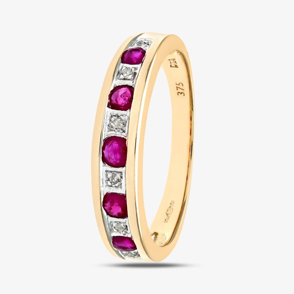 9ct Five Stone Ruby Half Eternity Ring PR03027Y RU P