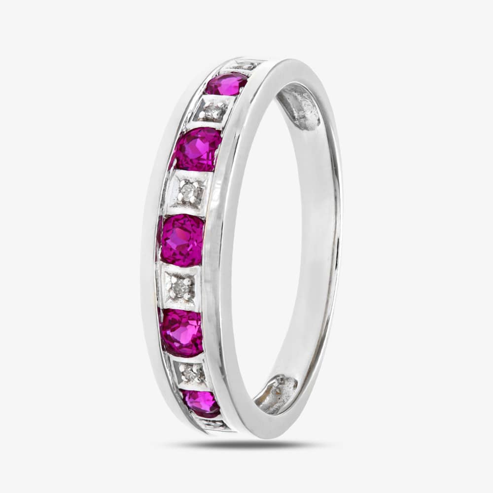 9 ct White Gold Ruby Half Eternity Ring PR10429W RU L