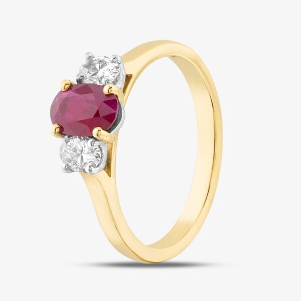 18ct Yellow Gold 0.80ct Oval Cut Ruby & 0.37ct Diamond Shoulder Set Solitaire Ring 32312J