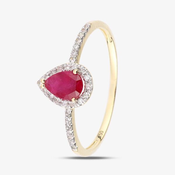 18 ct Ruby Diamond Pear & Cluster Ring DR1606Y18RU O