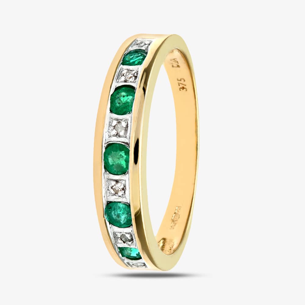 9Ct Yellow Gold Emerald Half Eternity Ring PR03027Y EM K
