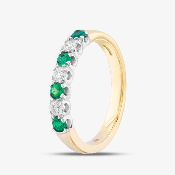 18ct Two Colour Emerald & Diamond Seven Stone Ring 41020 O