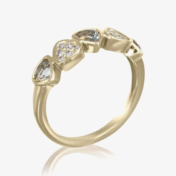 Gold Impression 9ct Yellow Gold 0.13ct Diamond & Green Amethyst Multi Stone Ring DOM357 O