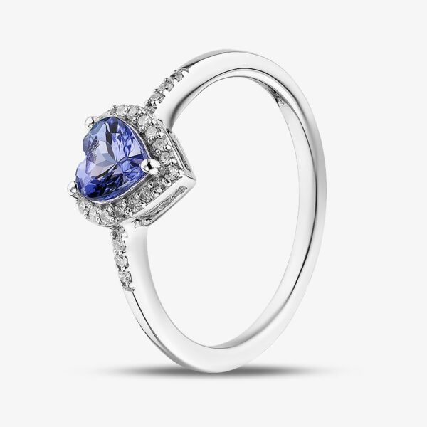 Gold Impression 9ct White Gold Tanzanite & Diamond Heart Cluster Ring RJR04754-TA O