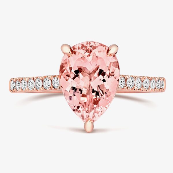 Tivon 18ct Rose Gold Pear-Cut Morganite & Diamond Ring PR-1710-MG N