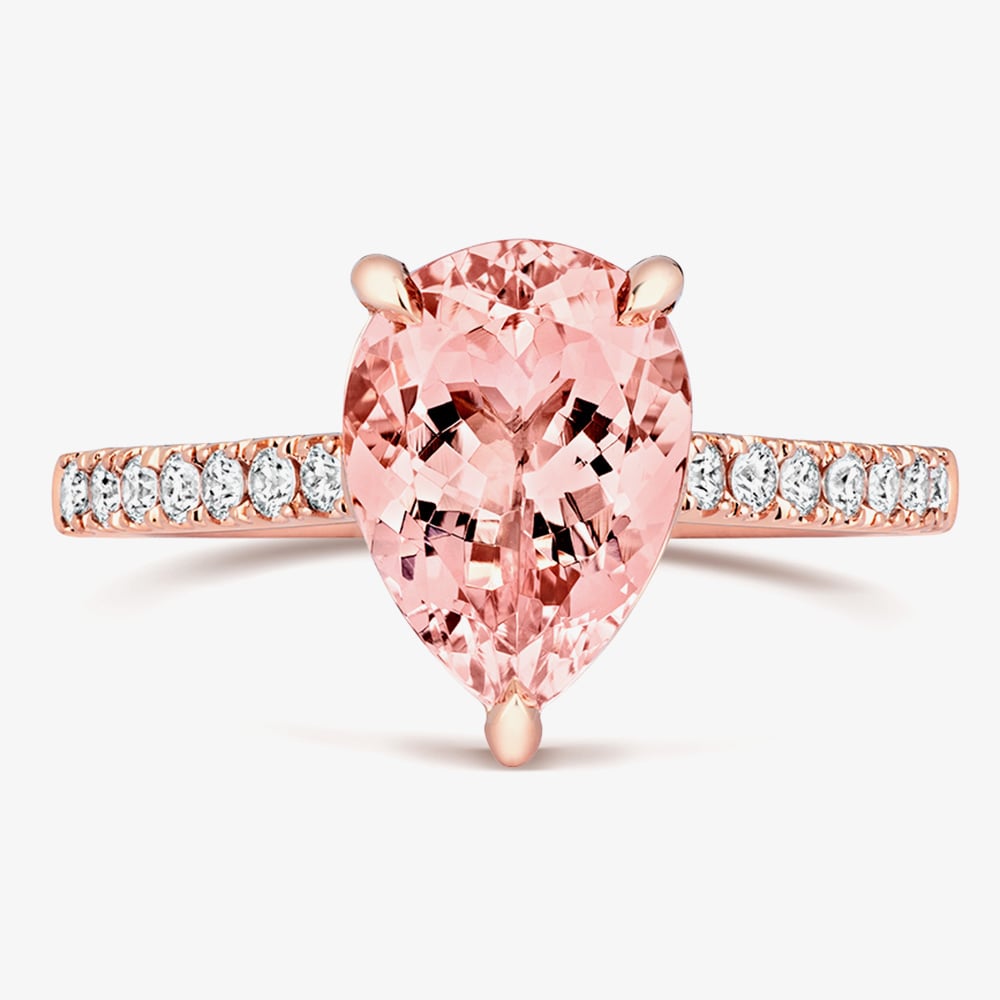 Tivon 18ct Rose Gold Pear-Cut Morganite & Diamond Ring PR-1710-MG N