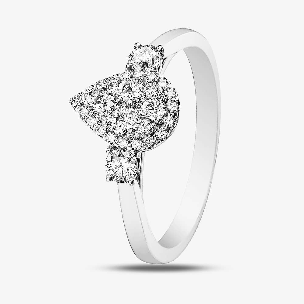 9ct White Gold Pear Shaped 0.5ct Diamond Shoulder Cluster Ring 31138YW/50-9 N