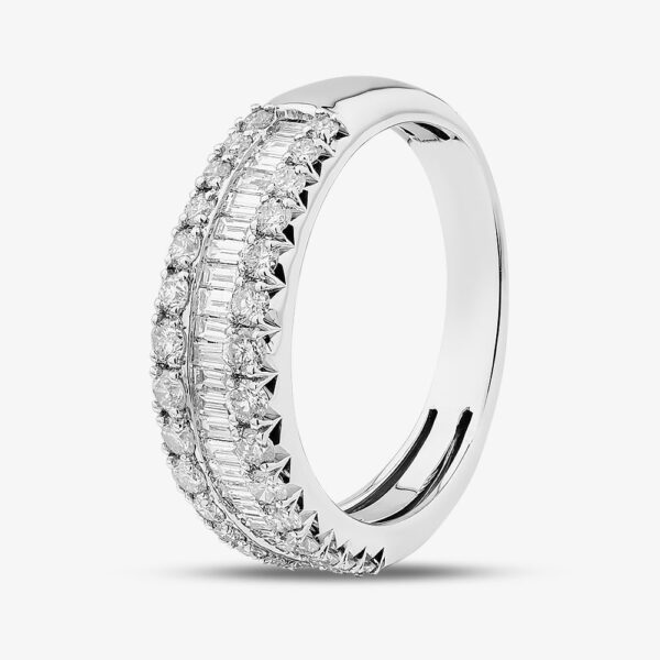 9ct White Gold 1.00ct Baguette & Brilliant Cut Diamond Three Row Ring THR44489-100 M