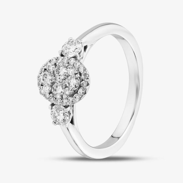 9ct White Gold Oval 0.50ct Diamond Shoulder Cluster Ring 31139YW/50-9 9WG J