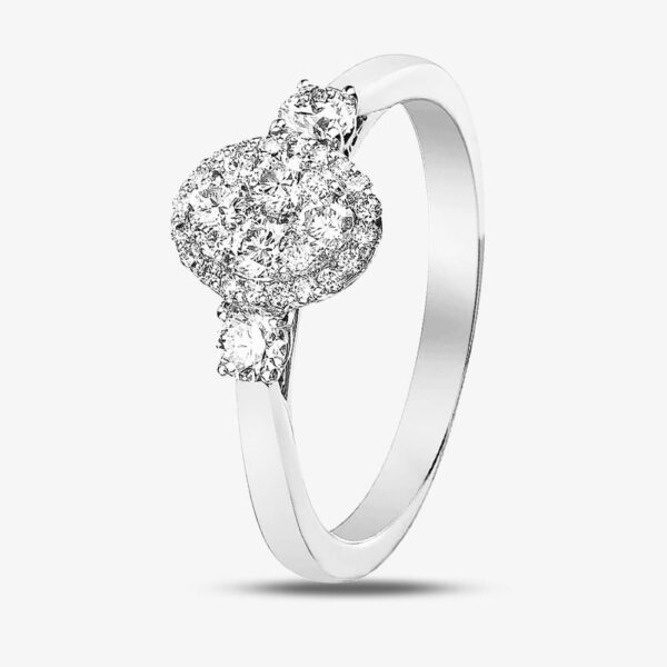 White Gold Oval 0.5ct Diamond Shoulder Cluster Ring 31139YW/50-9 Q