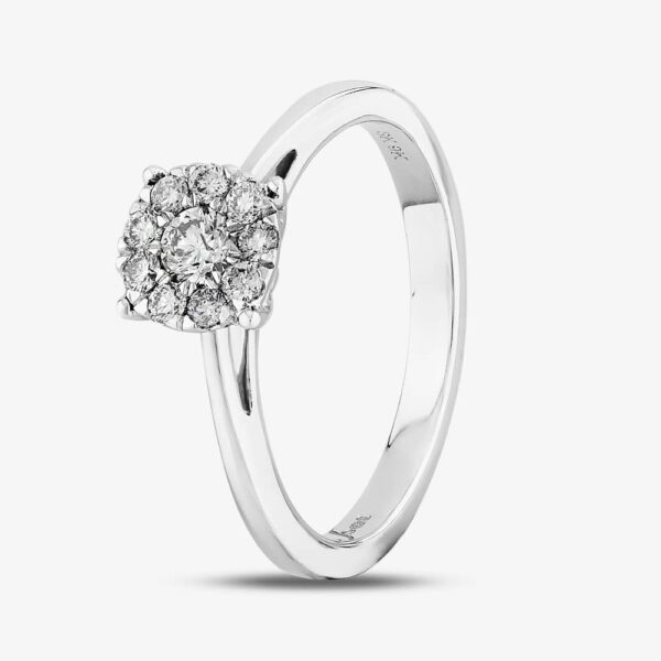 9ct White Gold 0.33ct Diamond Cluster Ring THR3146 -33 J