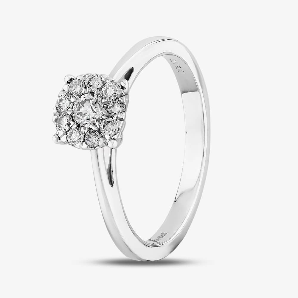 9ct White Gold 0.33ct Diamond Cluster Ring THR3146 -33 J