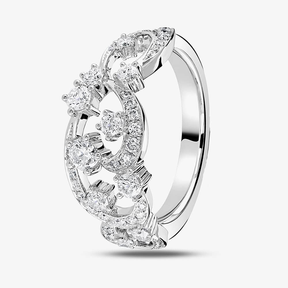 18ct White Gold 0.77ct Diamond Fancy Swirl Band Ring LG213/RA N