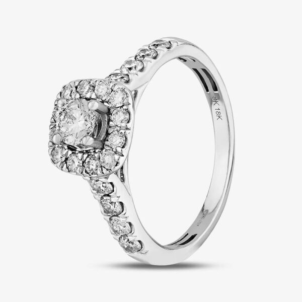 18ct White Gold 1.00ct Diamond Square Cluster Ring THR15627-100 P