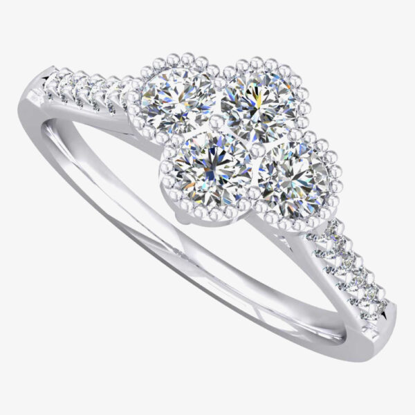 18ct White Gold Beaded Diamond Cluster Ring 9715/18W/DQ10 M