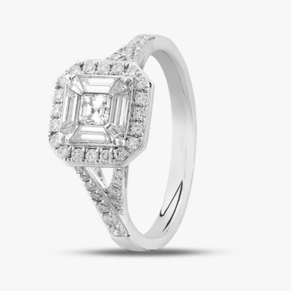 18ct White Gold 0.74ct Multi-Cut Cluster Ring 71941R001 18KW