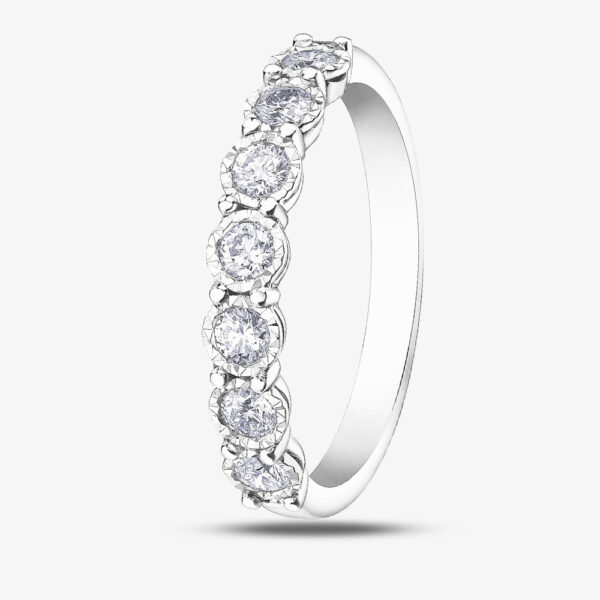 9ct White Gold 0.35ct Diamond Half Eternity Ring 50L67WG/35-10 9W O
