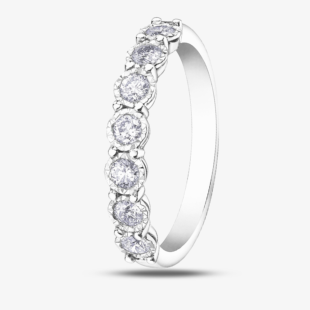 9ct White Gold 0.35ct Diamond Half Eternity Ring 50L67WG/35-10 9W O