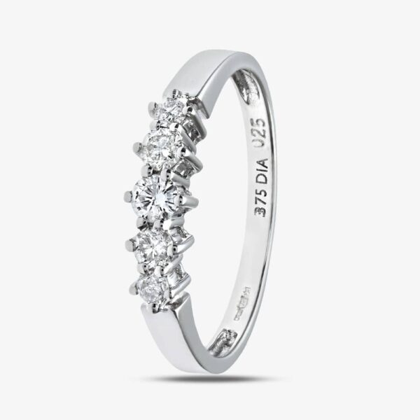9ct White Gold 0.25ct Graduating Five Stone Diamond Ring PR02707W O