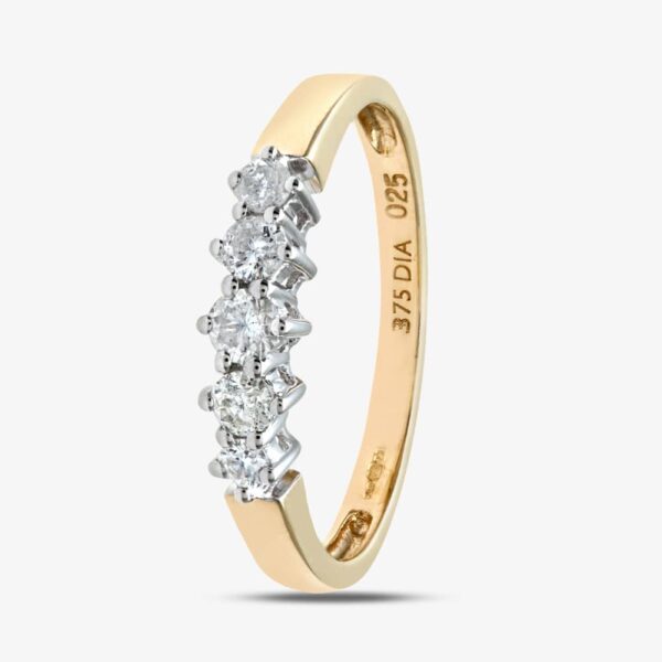 9ct Yellow Gold 0.25ct Graduating Five Stone Diamond Ring PR02707Y L