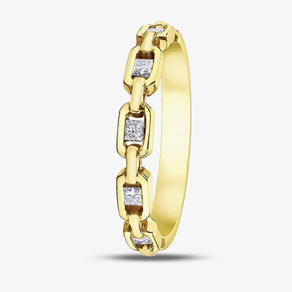 9ct Yellow Gold Princess Cut Diamond Open Link Half Eternity Ring 50L99/20 M