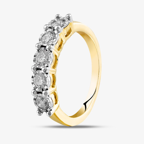 9ct Yellow Gold 0.50ct Diamond Five Stone Ring THR26487-50 9Y L
