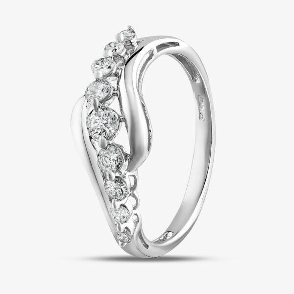 9ct White Gold 0.33ct Graduated Diamond Nine Stone Ring THR28367-33 N