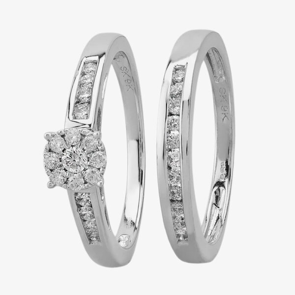 9ct White Gold 0.50ct Diamond Cluster Bridal Set THR2955 M
