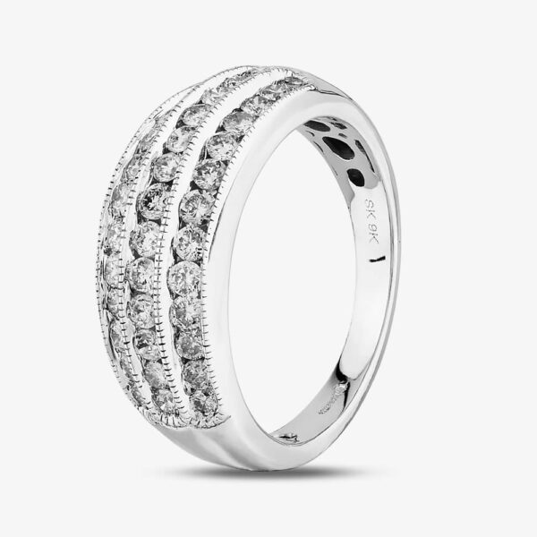 9ct White Gold 1.00ct Diamond Channel Set Three Row Ring THR15381-100 M