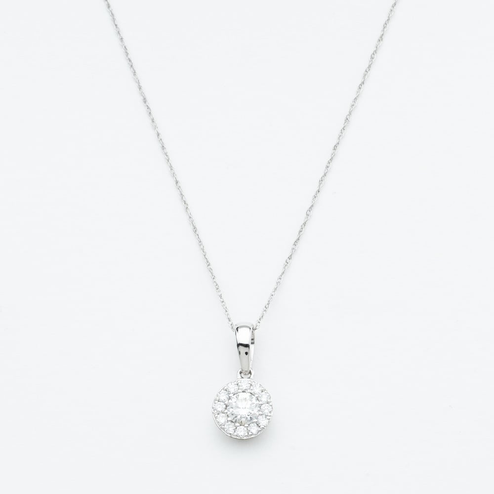 9ct White Gold Diamond Cluster Pendant Necklace NTP409D-9WG