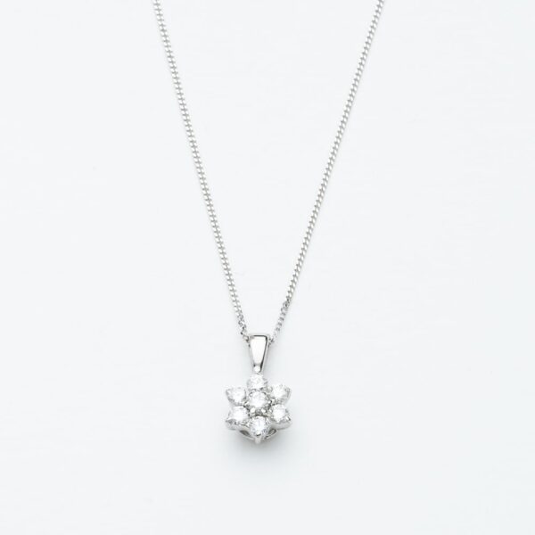 18ct White Gold 0.33ct Diamond Daisy Cluster Pendant Necklace KDCP33/21619C