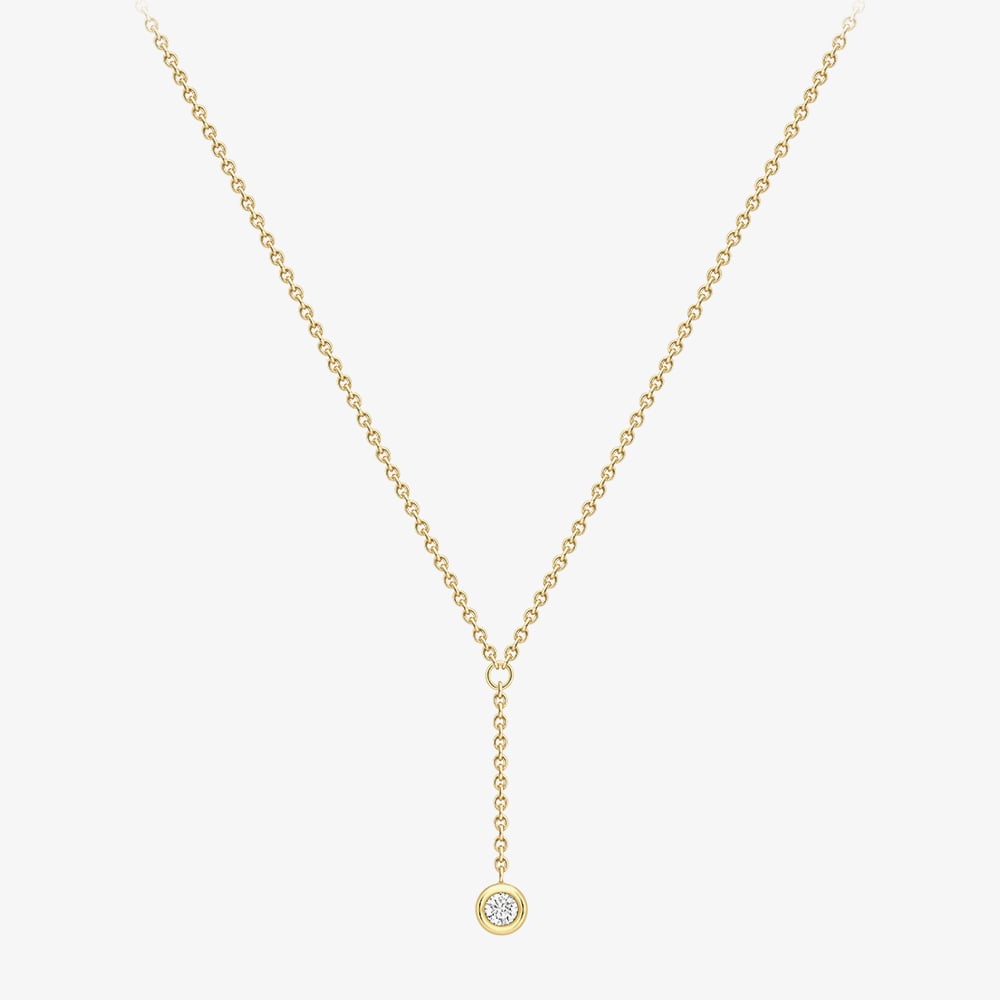 18ct Yellow Gold Brilliant Cut Round Diamond Dropper Necklace 12125147268
