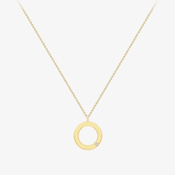 9ct Yellow Gold Diamond Open Circle Necklace 12125147271